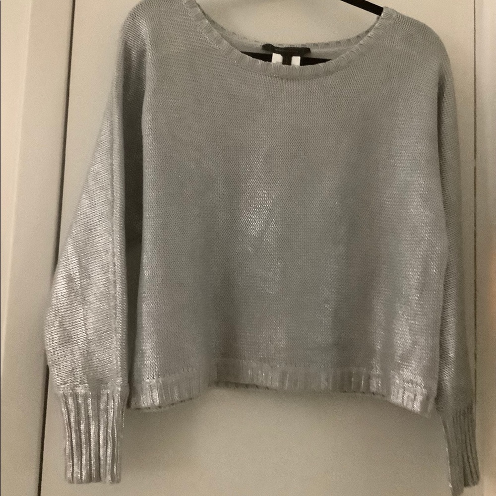 BCBG MaxAzria silver cropped sweater